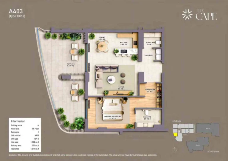 The Cape floor plan 1-спальн. · 1571 кв. фут