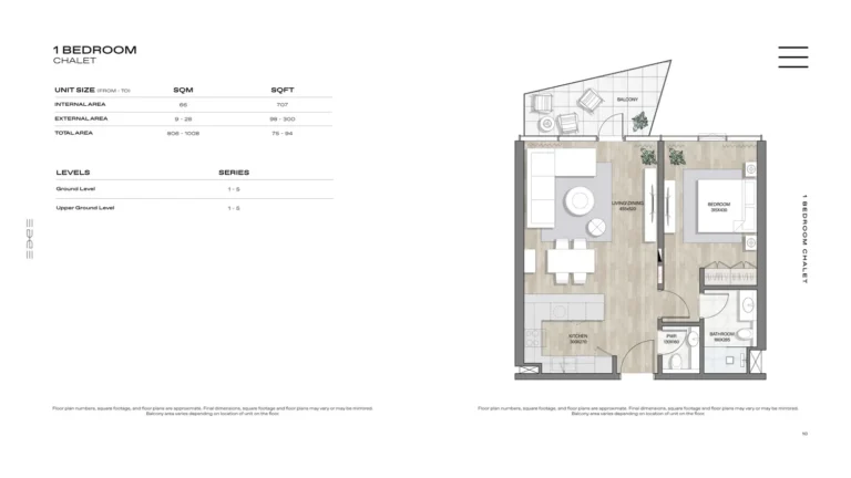 The Edge floor plan 1 BR · 806 sqft