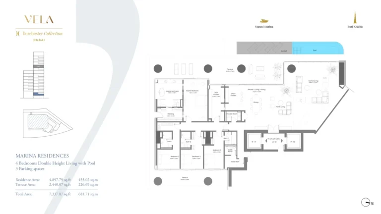 Vela By Omniyat floor plan 4-спальн. · 7337 кв. фут