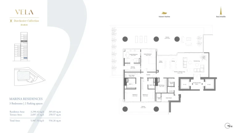 Vela By Omniyat floor plan 3-спальн. · 5987 кв. фут