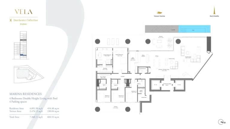 Vela By Omniyat floor plan 4-спальн. · 7368 кв. фут