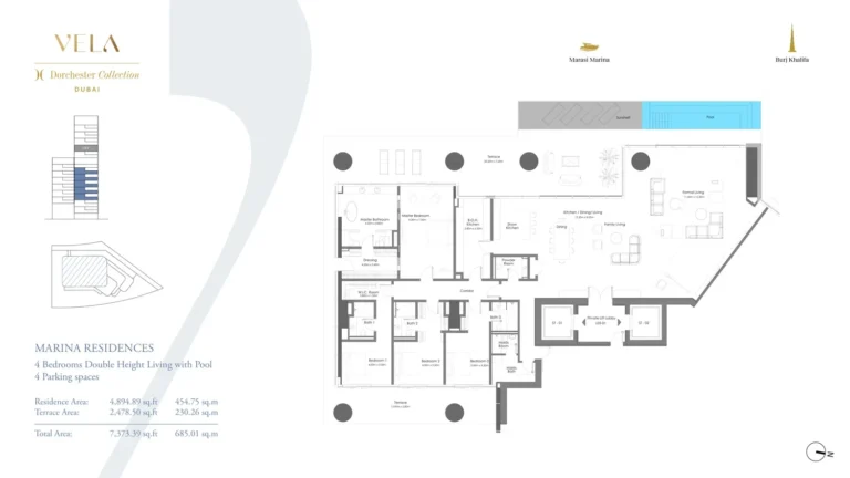 Vela By Omniyat floor plan 4-спальн. · 7373 кв. фут