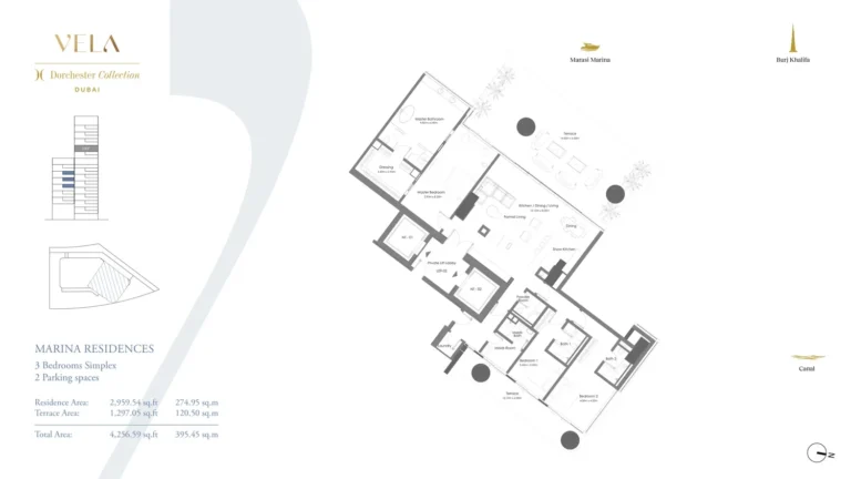 Vela By Omniyat floor plan 3-спальн. · 4256 кв. фут