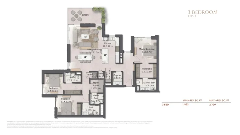 Cilia floor plan 3 BR