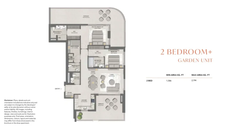 Distrikt floor plan 2 BR · 1586 sqft