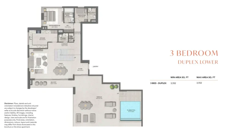 Distrikt floor plan 3 BR · 3552 sqft