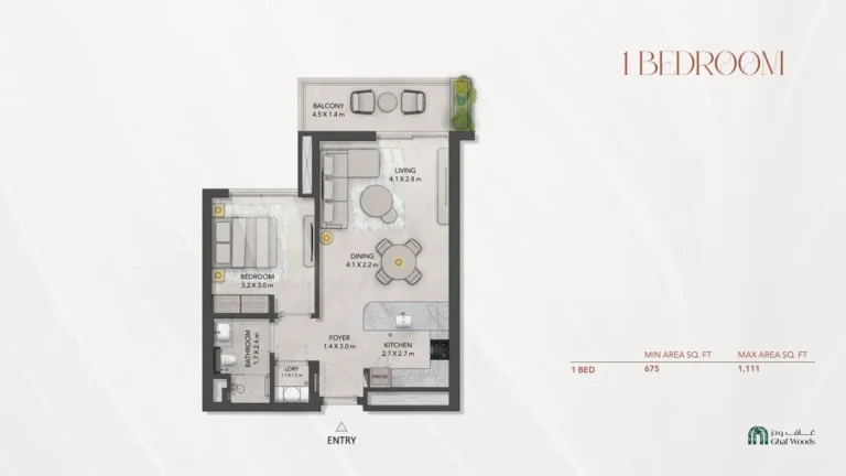 Lacina floor plan 1 BR