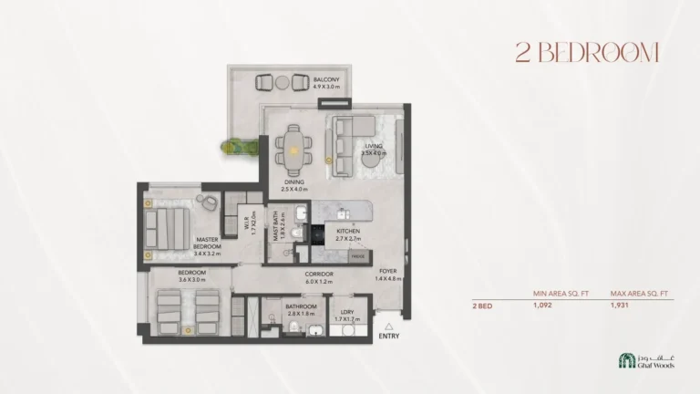 Lacina floor plan 2 BR