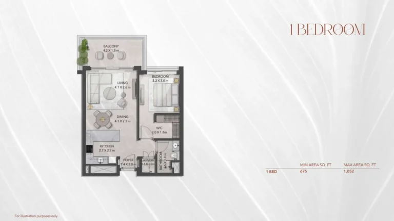 The Woods floor plan 1 BR