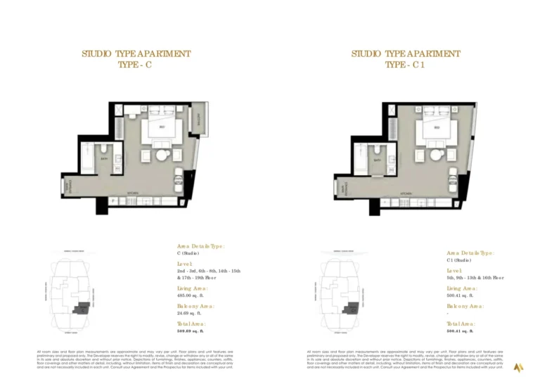 Marina Star floor plan Studio · 509 sqft