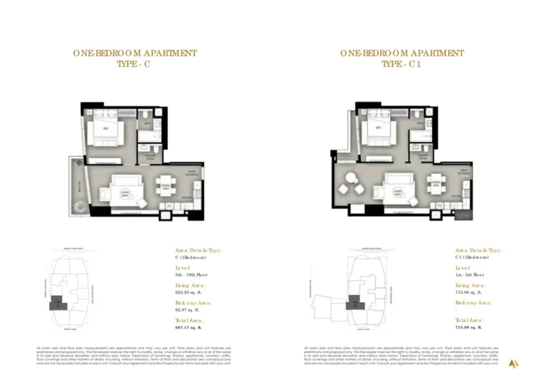 Marina Star floor plan 1 BR · 687 sqft