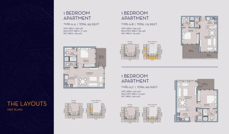 Millennium Talia Residences floor plan 1-спальн. · 675 кв. фут