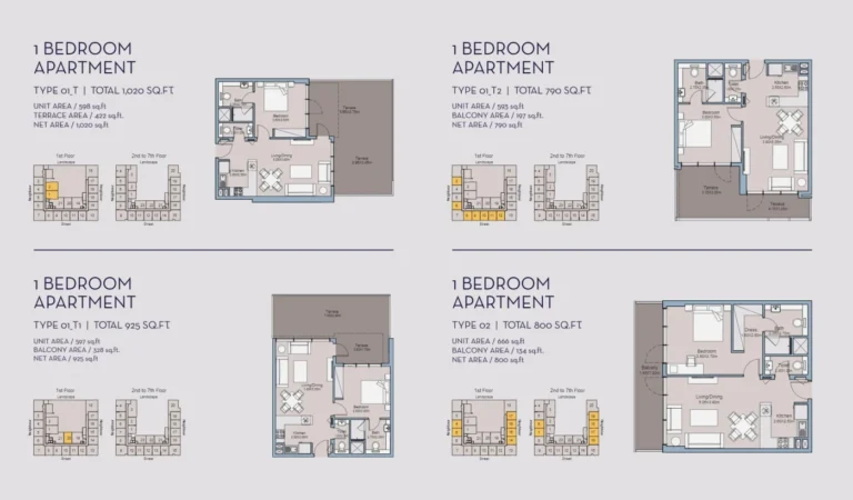 Millennium Talia Residences floor plan 1-спальн. · 1020 кв. фут