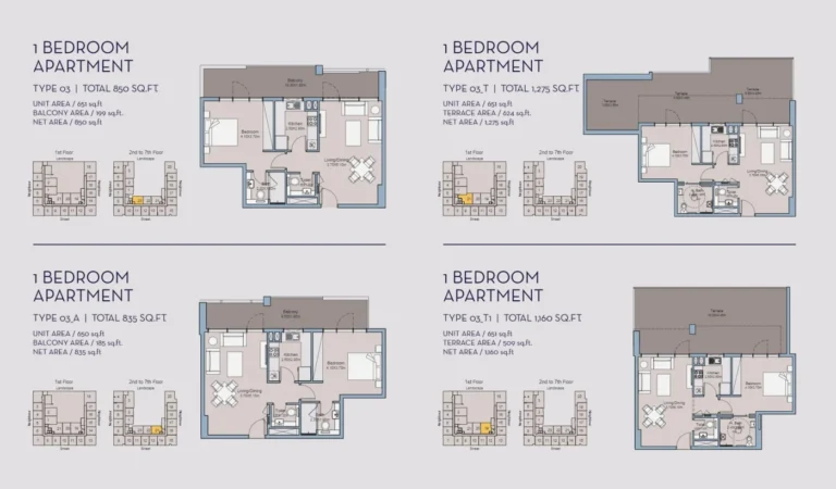 Millennium Talia Residences floor plan 1-спальн. · 850 кв. фут
