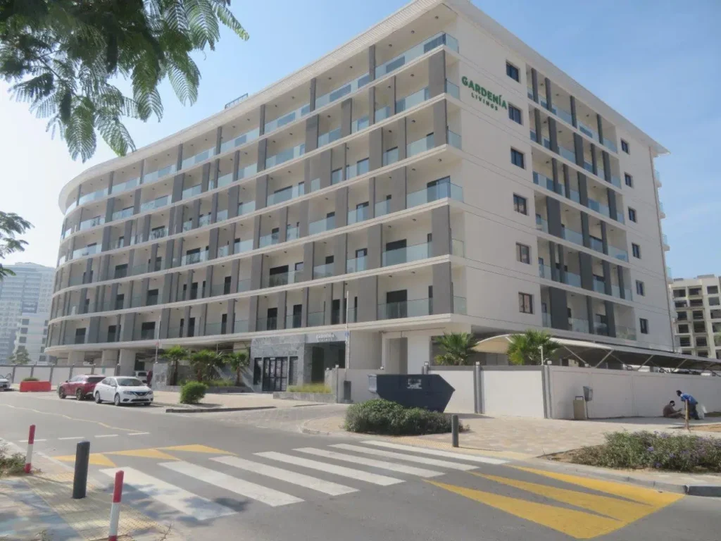 building from the road, Gardenia Livings, Arjan, Dubai