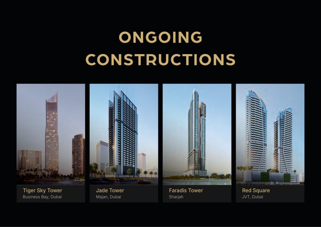 Four high-rise building renders under ongoing constructions
