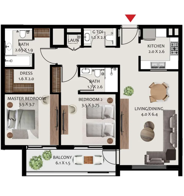 Hillside Residences 3 floor plan 2 BR