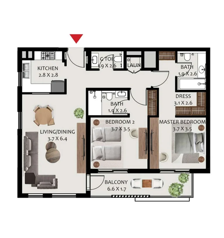 Hillside Residences 3 floor plan 2 BR
