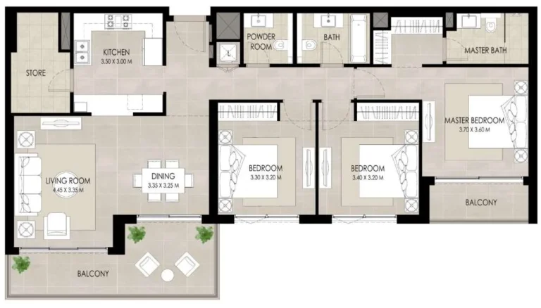 Holland Gardens floor plan 3-спальн.