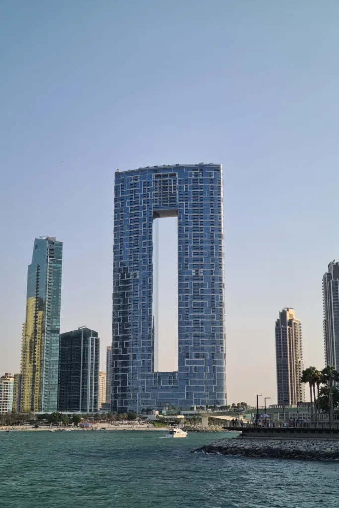 tower seen from the water, Jumeirah Gate Tower 2, Jumeirah Beach Residence, Dubai