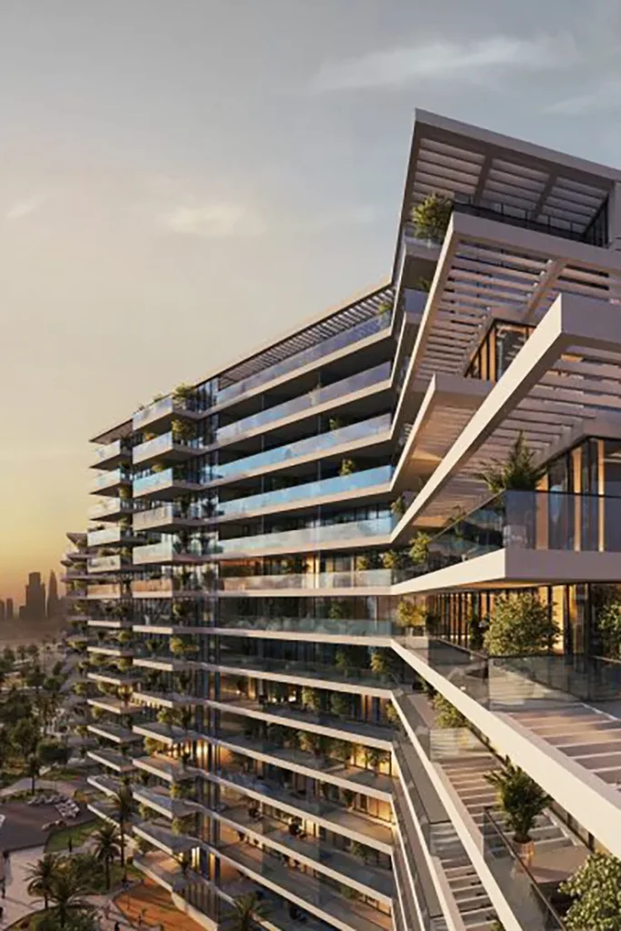terraced facade render, Kempinski Residences The Creek - Tower 1, Healthcare City Phase 2, Dubai