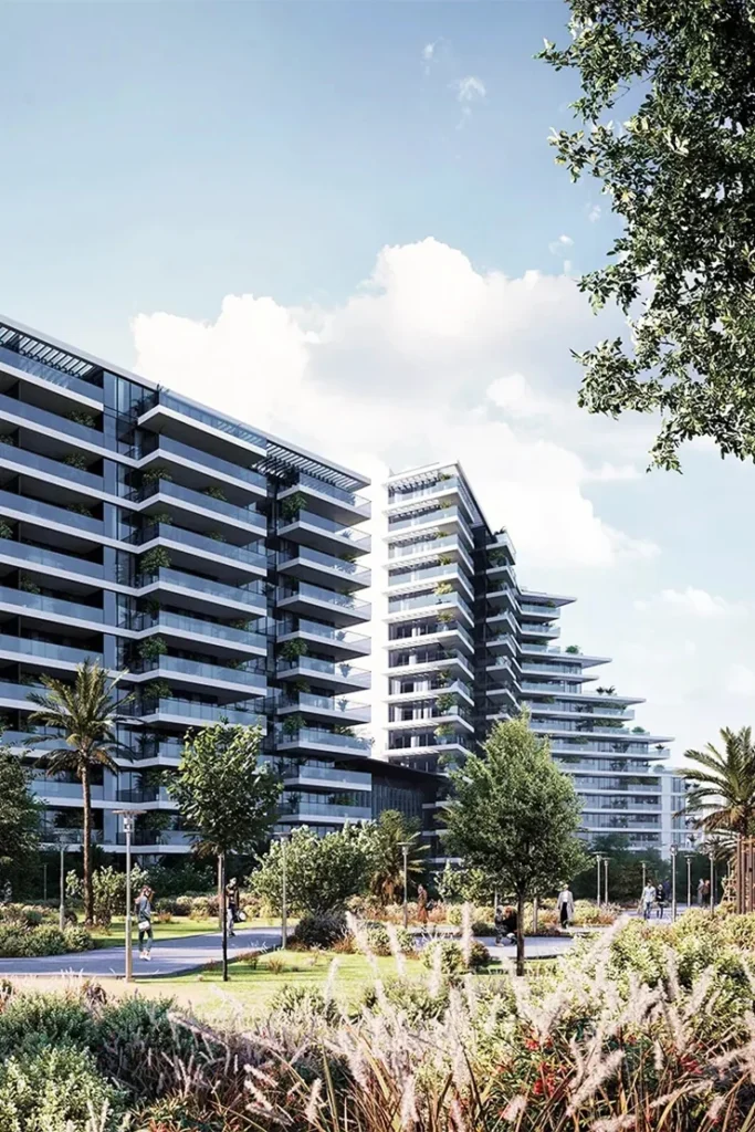 landscaped garden render, Kempinski Residences The Creek - Tower 1, Healthcare City Phase 2, Dubai