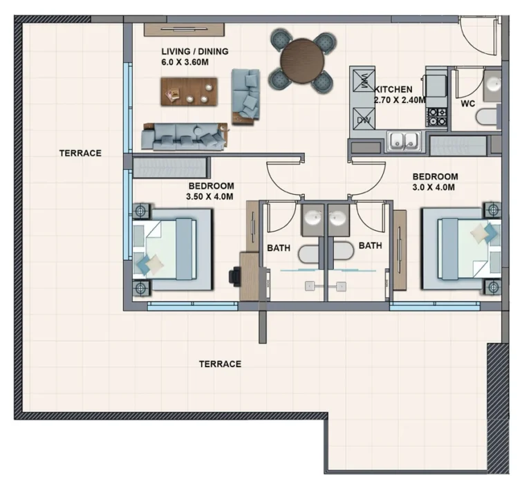 La Riviera Azure floor plan 2-спальн.
