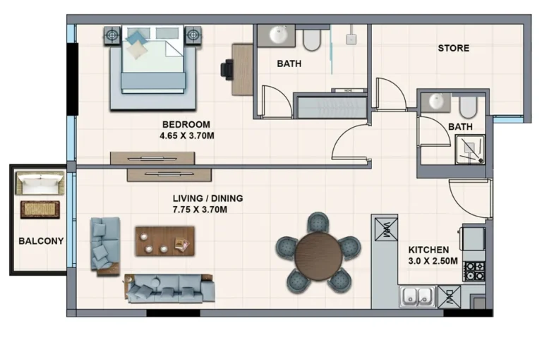 La Riviera Azure floor plan 1-спальн.