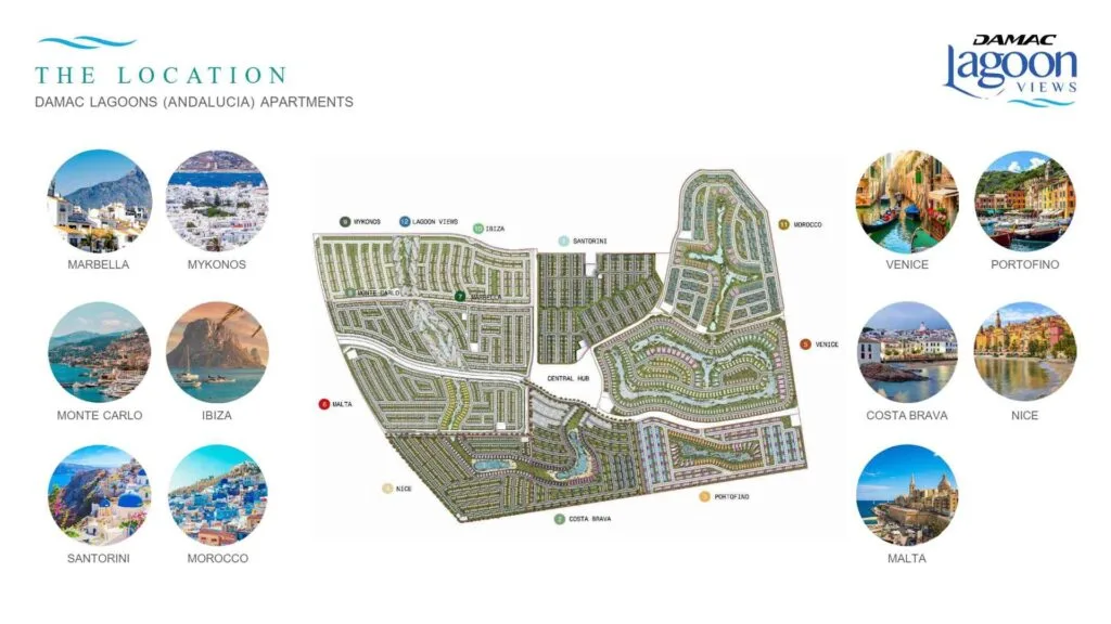 Masterplan map of residential area with surrounding location images