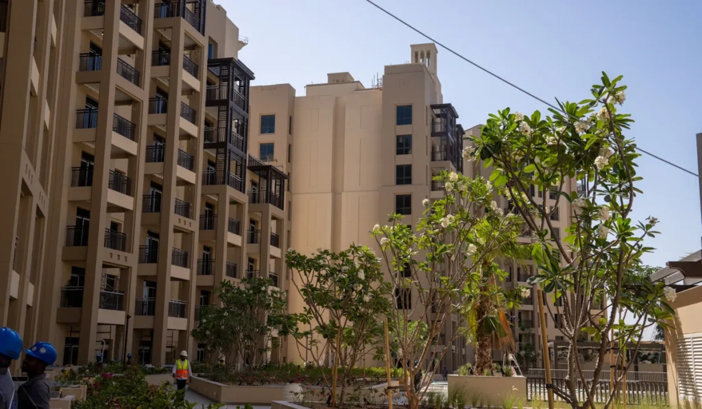 Lamaa Mjl by Meraas in Madinat Jumeirah Living, Dubai — Residential buildings surrounding landscaped community courtyard