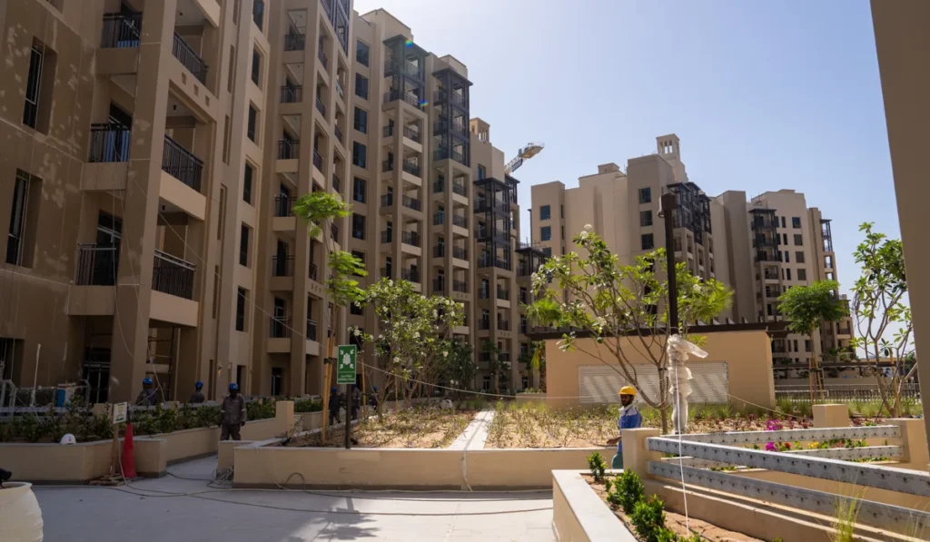 Lamaa Mjl by Meraas in Madinat Jumeirah Living, Dubai — Residential buildings surrounding landscaped community courtyard
