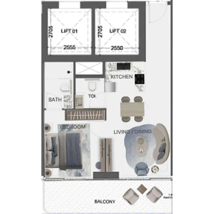 Lumea Residences floor plan 1-спальн.