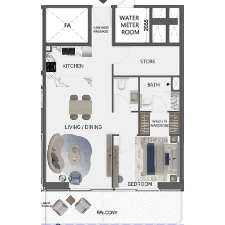 Lumea Residences floor plan 1-спальн.