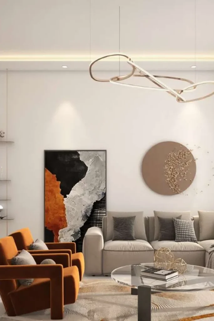living room interior render, Maya Residences 5, JVT District 1, Dubai