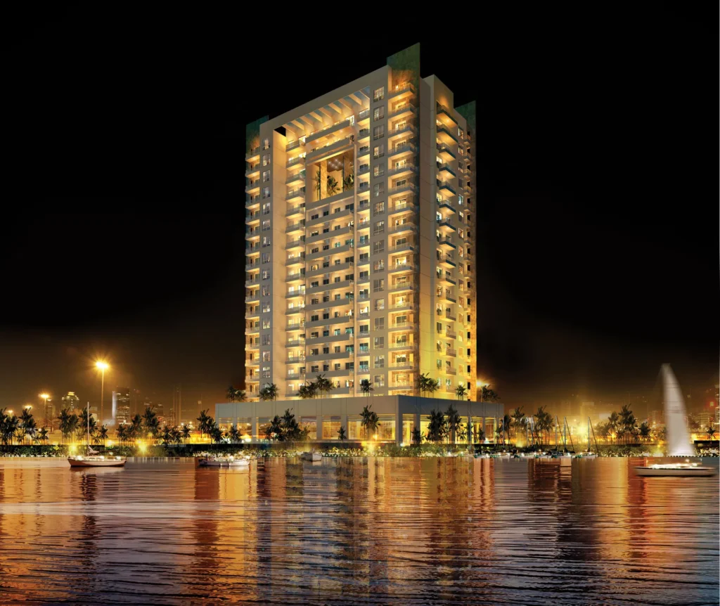 evening render of the tower, Mayfair Tower, Business Bay, Dubai