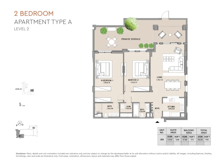 MJL Lamtara floor plan 2-спальн. · 1763 кв. фут