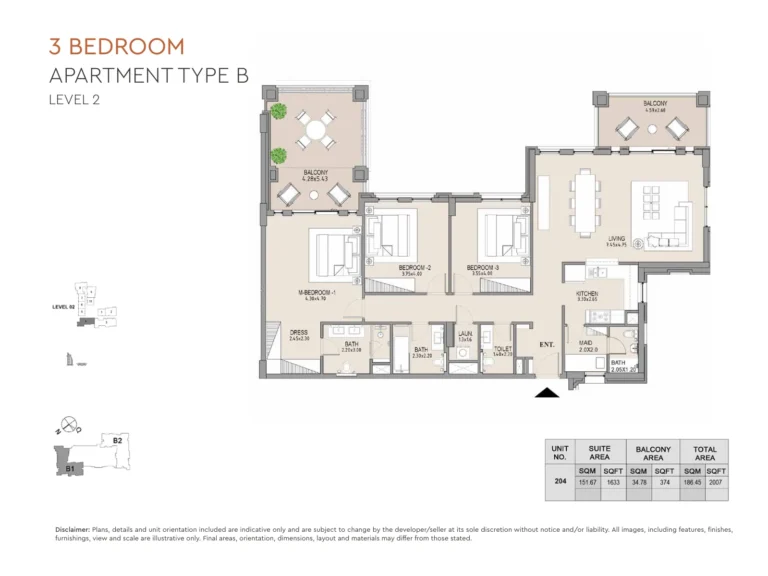 MJL Lamtara floor plan 3-спальн. · 2007 кв. фут