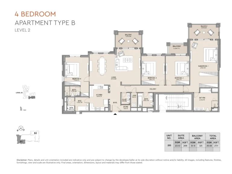 MJL Lamtara floor plan 4-спальн. · 2731 кв. фут