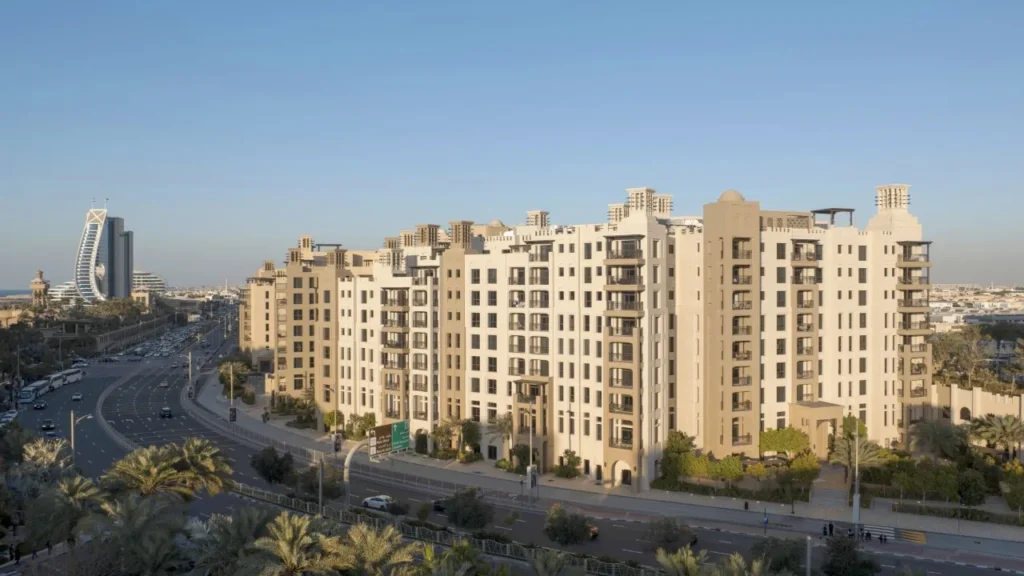 Madinat Jumeirah Living apartment buildings beside the main road in Umm Suqeim