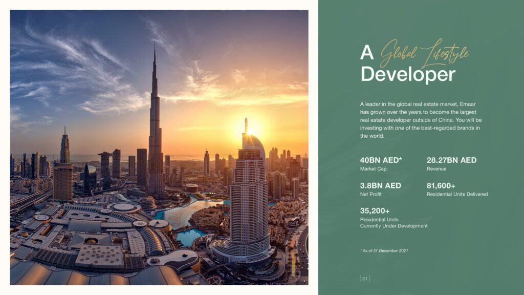 Dubai city skyline with Burj Khalifa at sunset