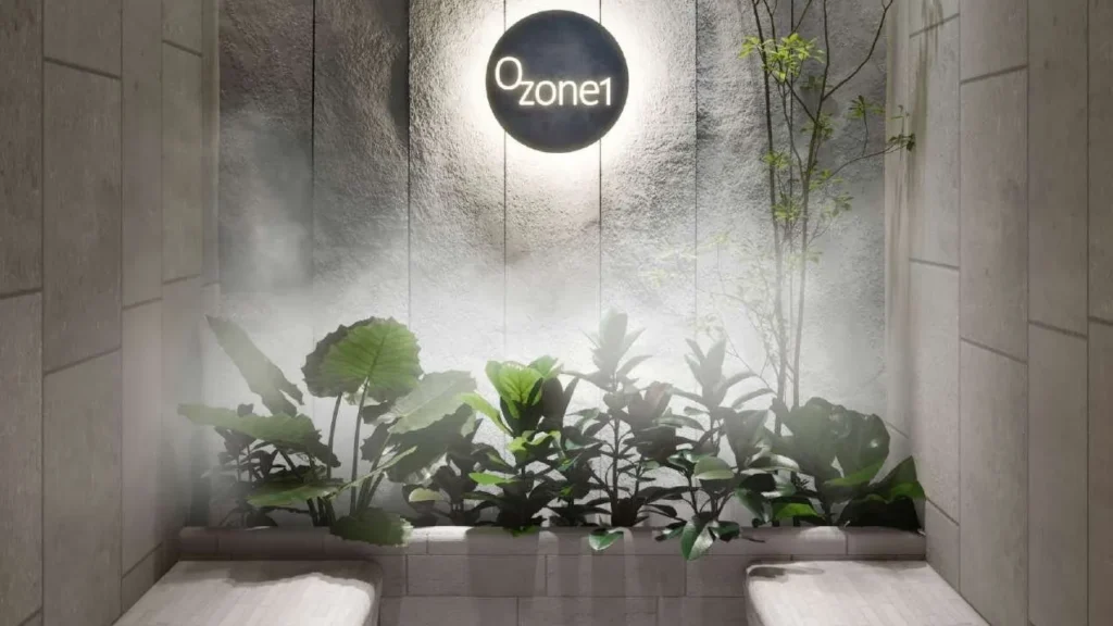 Ozone1 Residence — Спа-зона с растениями и декоративной подсветкой