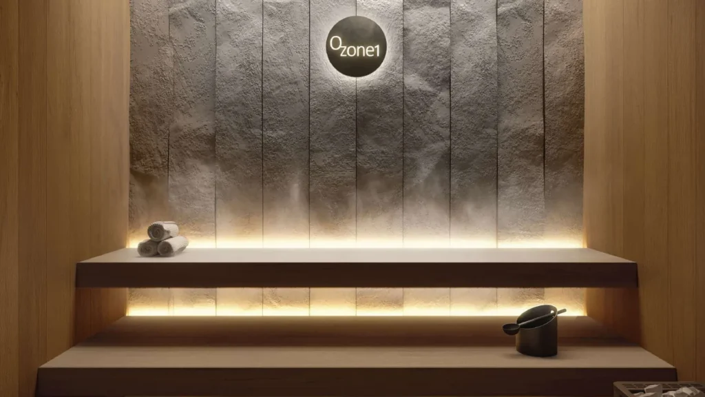 Ozone1 Residence — Интерьер спа-зоны с декоративной вывеской