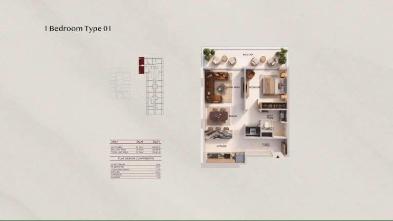 Binghatti Spectre floor plan 1 BR · 755 sqft