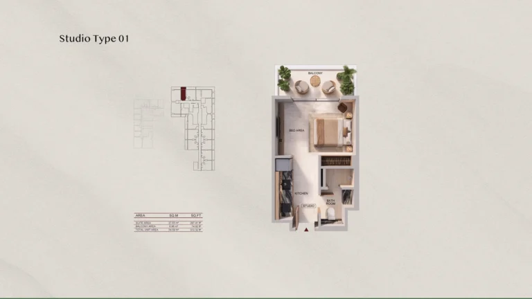 Binghatti Spectre floor plan Studio · 372 sqft