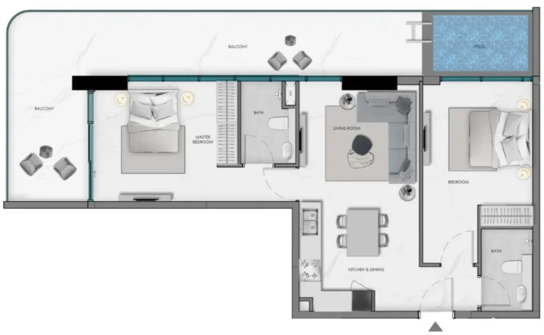 Ocean Crest By Sd floor plan 2-спальн.