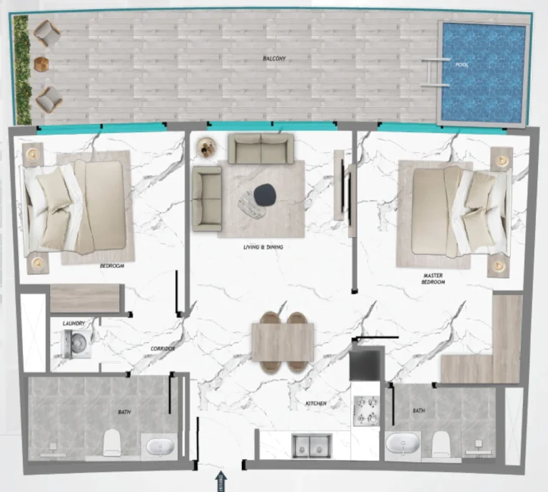 Samana Barari Heights floor plan 2 BR
