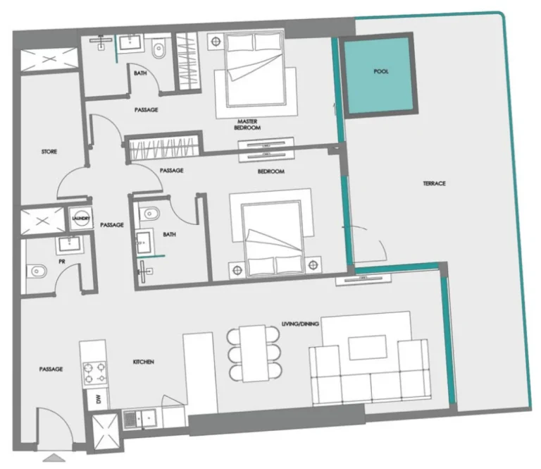Samana Boulevard Heights floor plan 2 BR