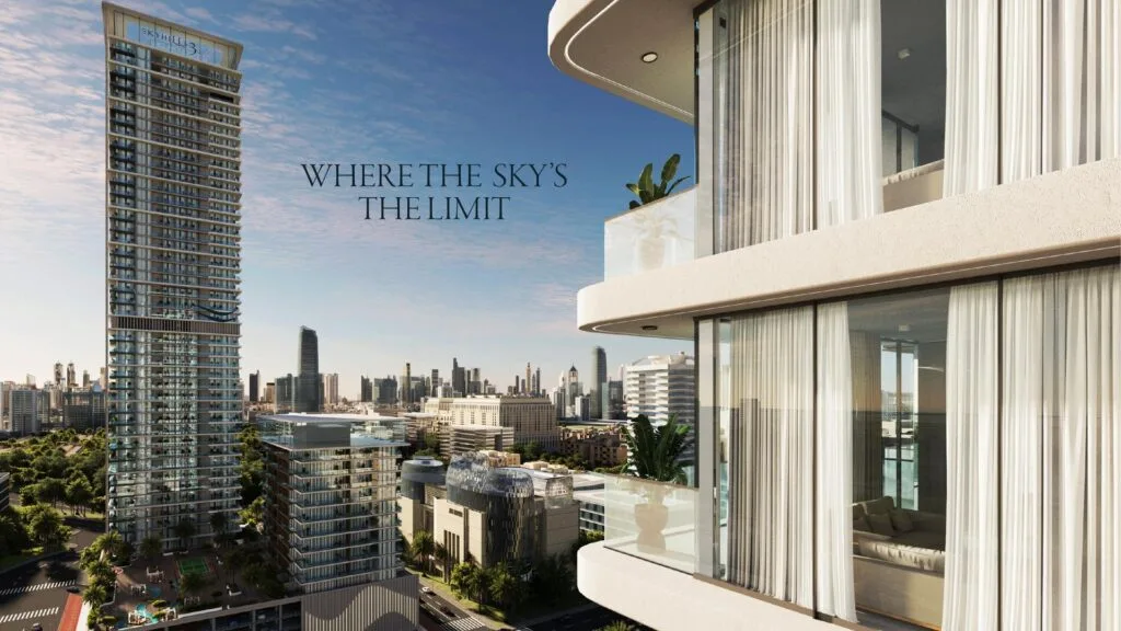 View from a Skyhills Residences 3 balcony over Jumeirah Village Circle