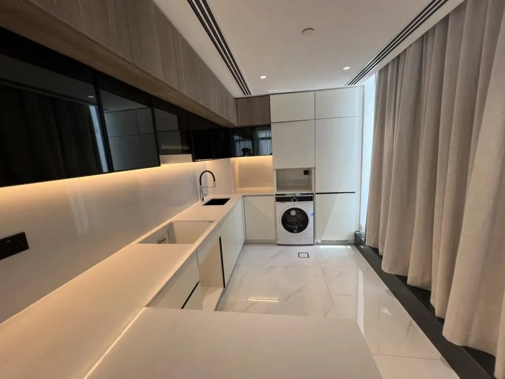 Skyhills Residences apartment kitchen with built-in appliances