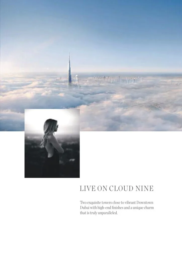 Burj Khalifa and Dubai skyline above clouds